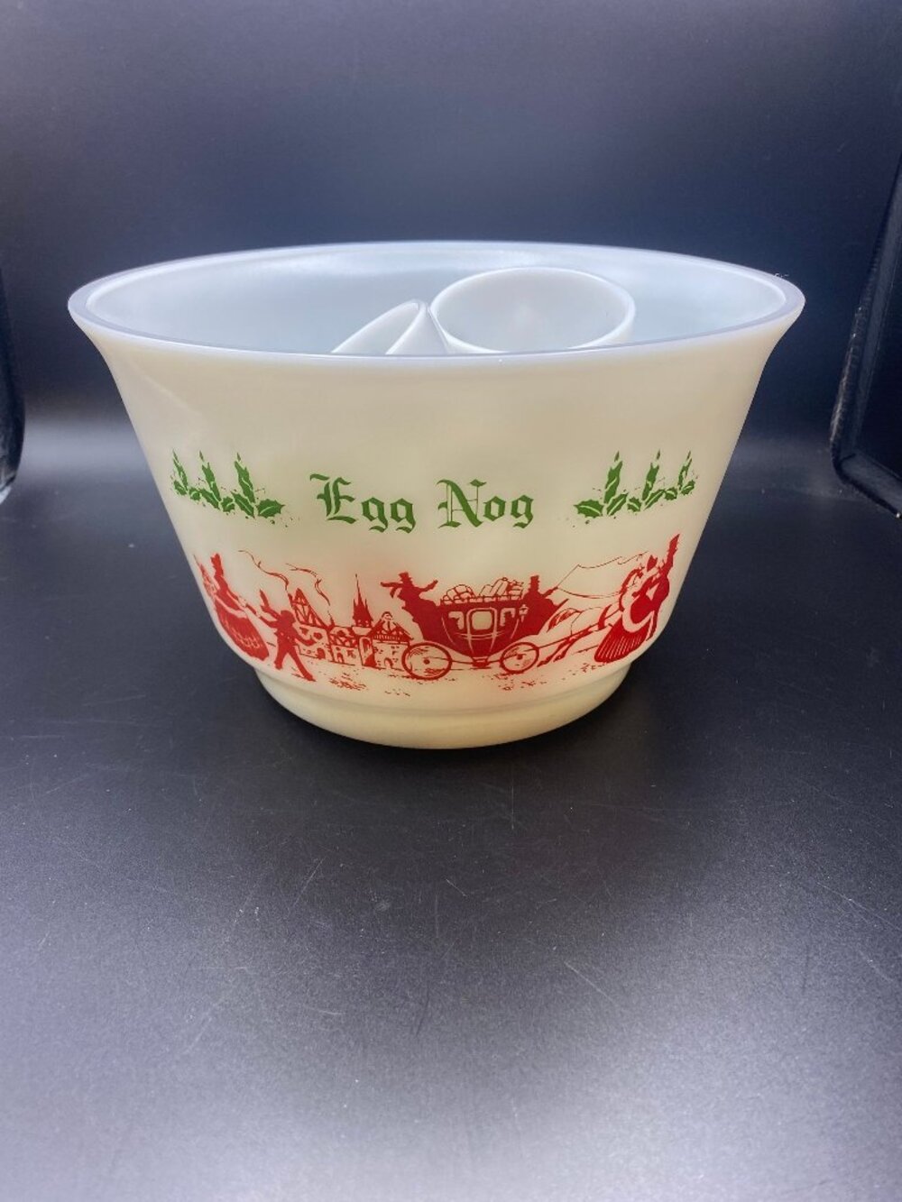 Currier & Ives Eggnog Punch Bowl and 6 cups